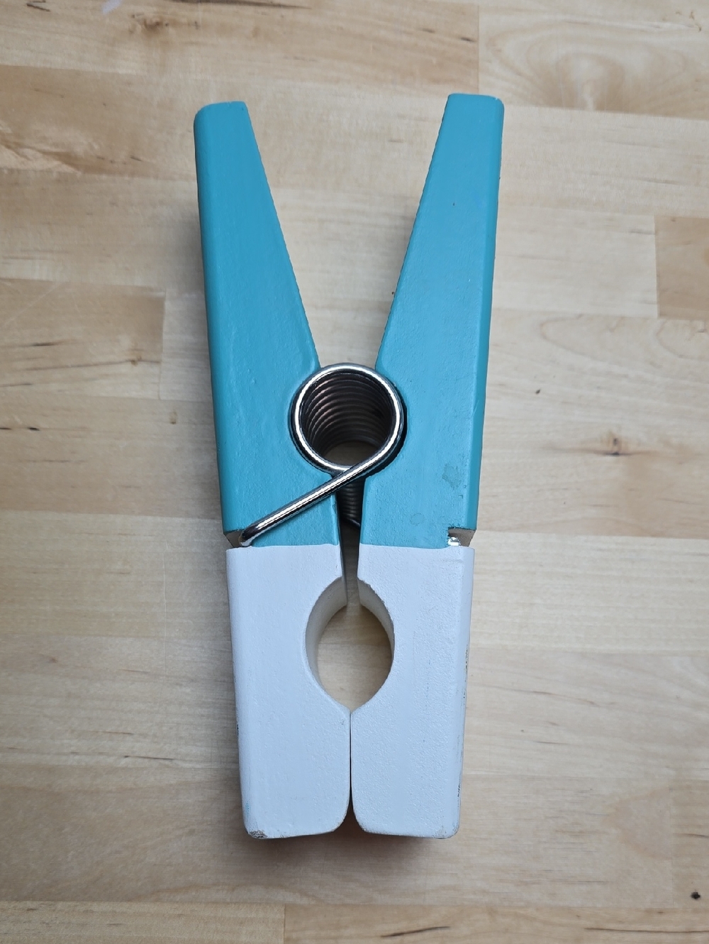Giant 8" Turquoise & White Decorative Clothespin